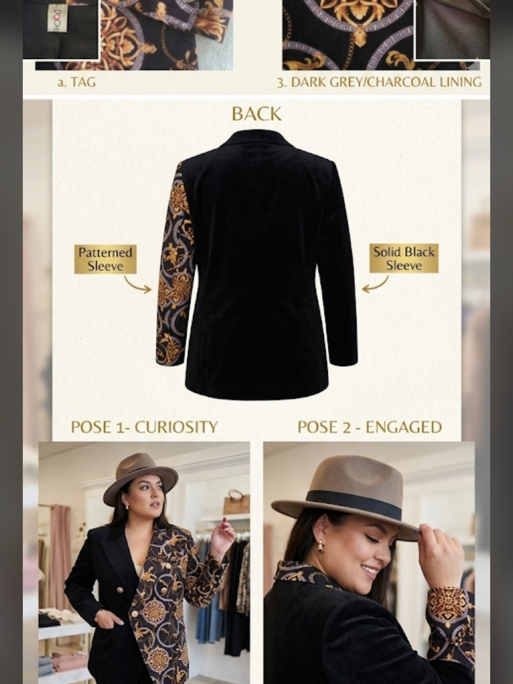 Title: Chic Medallion Print Blazer - Size 3XL (Fits L-XL) - Elegant Statement Pi